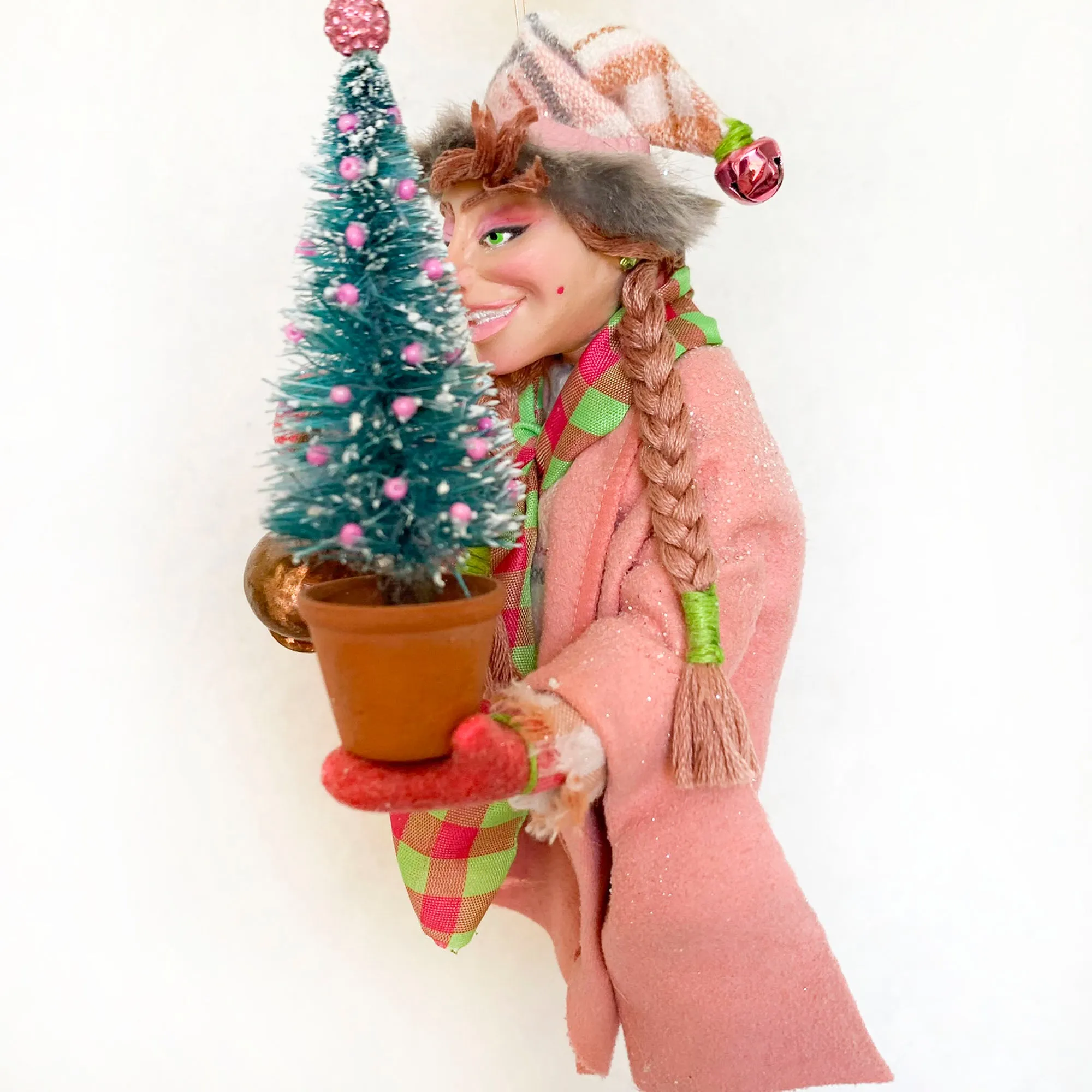 Christmas Elves watering a Christmas Tree - Hanging ornament