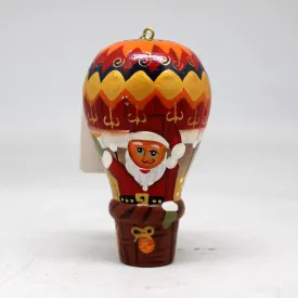 One-of-a-Kind Santa on a Balloon Wooden Ornament 35x2x2 by G DeBrekht - Unique Handcrafted and Handpainted Collectible