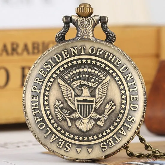 Seal of the President of The United States of America White House Donald Trump Quartz Pocket Watch